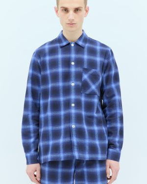 Tekla Plaid Pyjama Shirt - Shirts Blue M