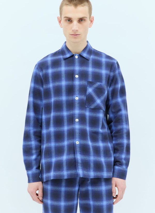 Tekla Plaid Pyjama Shirt - Shirts Blue M