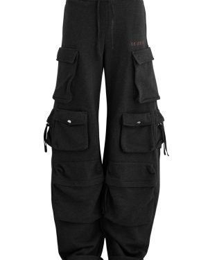 The Attico Fern Wide-leg Cotton Cargo Trousers - Dark Grey - 42 (UK10 / S)
