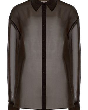 The Frankie Shop - Peri Silk-Blend Chiffon Shirt - Brown - XS - Moda Operandi