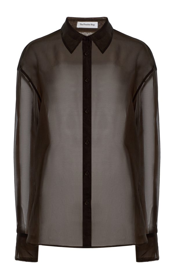 The Frankie Shop - Peri Silk-Blend Chiffon Shirt - Brown - XS - Moda Operandi
