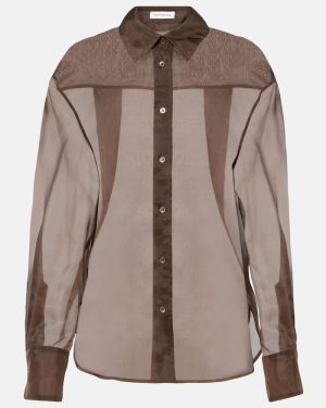 The Frankie Shop Peri sheer silk-blend shirt