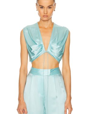 The Sei Draped Crop Top in Baby Blue - Baby Blue. Size 4 (also in ).