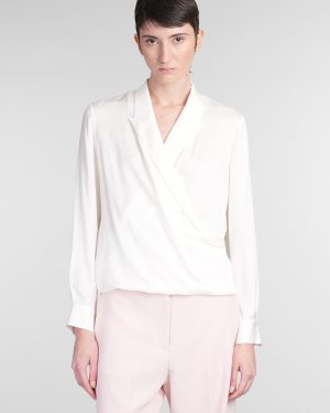 Theory Blouse In Beige Silk