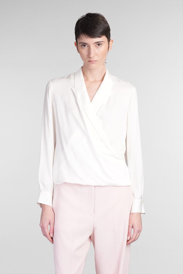Theory Blouse In Beige Silk