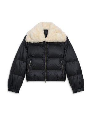 Theory Shearling Trim Puffer Jacket