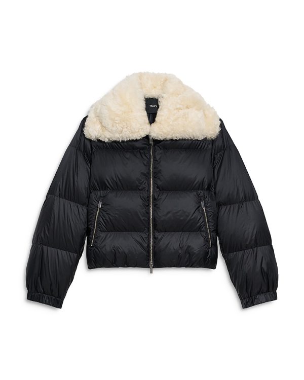Theory Shearling Trim Puffer Jacket