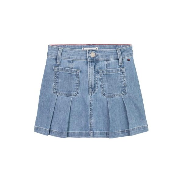 Tommy Hilfiger DENIM SKIRT PLEATED - Blue