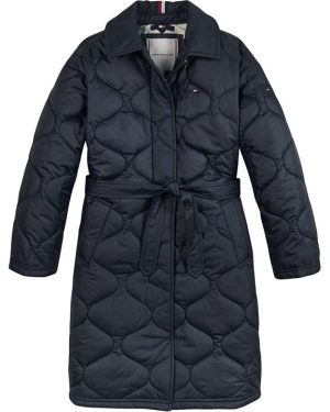 Tommy Hilfiger Quilted Long Trench Coat Junior - Blue