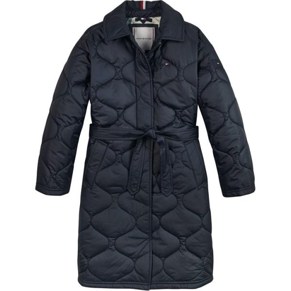 Tommy Hilfiger Quilted Long Trench Coat Junior - Blue