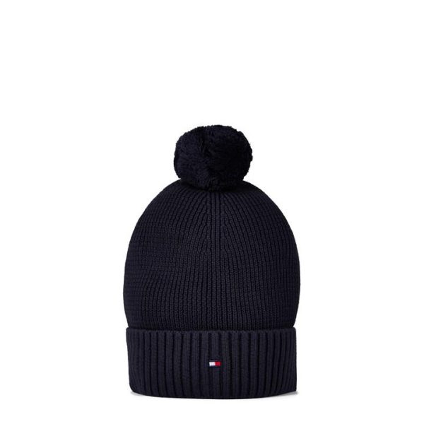 Tommy Hilfiger TH ESSENTIAL POM POM BEANIE - Blue