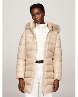 Tommy Hilfiger TYRA DOWN COAT WITH FUR - Beige