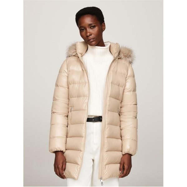 Tommy Hilfiger TYRA DOWN COAT WITH FUR - Beige