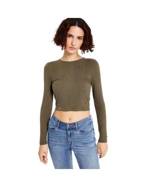 Tommy Jeans Women's Back-Cutout Ribbed Long-Sleeve Top (Kalamata Smal
