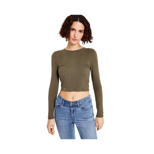 Tommy Jeans Women's Back-Cutout Ribbed Long-Sleeve Top (Kalamata Smal