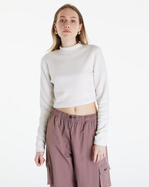 Top Nike Sportswear Phoenix Plush Women's Long-Sleeve Crop Top Lt Orewood Brn/ Sail L