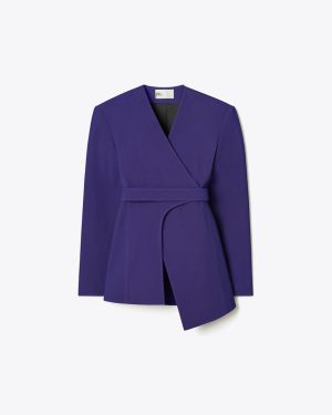 Tory Burch Asymmetrical Pique Wrap Jacket
