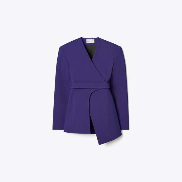 Tory Burch Asymmetrical Pique Wrap Jacket