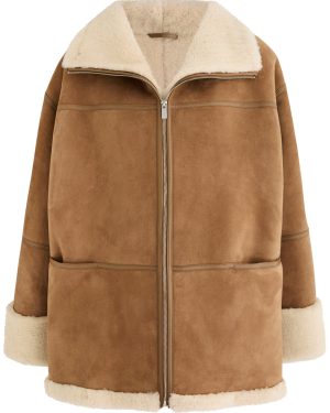 Toteme Shearling-trimmed Suede Jacket - Beige - Xxs (UK4 / Xxs)