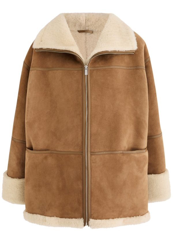 Toteme Shearling-trimmed Suede Jacket - Beige - Xxs (UK4 / Xxs)