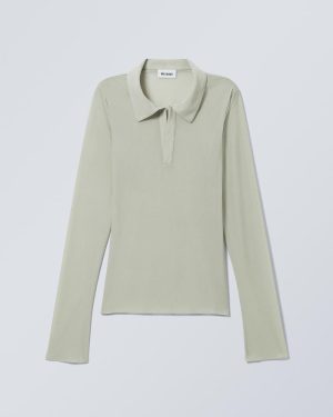 Transparent Long Sleeve Polo Top