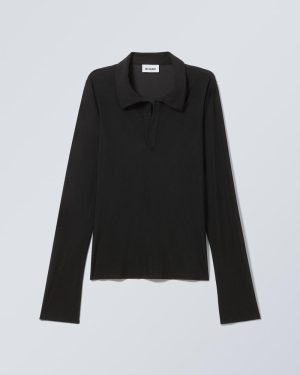 Transparent Long Sleeve Polo Top