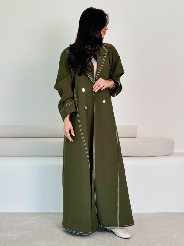 Trench Coat For Women Practical Buttons Turndown Collar Long Sleeves Polyester Front Button