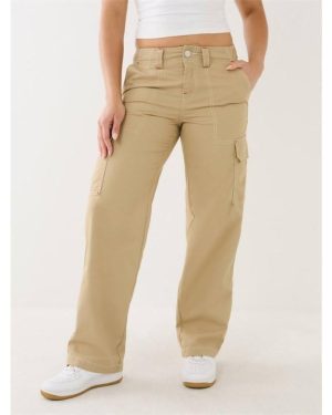 True Religion Military Oversized Cargo Trousers Womens - Beige
