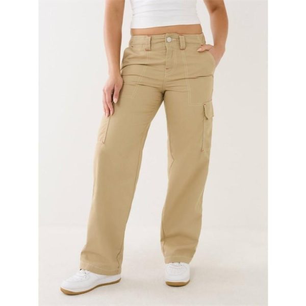 True Religion Military Oversized Cargo Trousers Womens - Beige