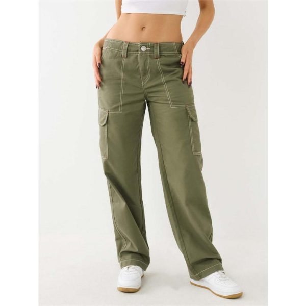 True Religion Military Oversized Cargo Trousers Womens - Green