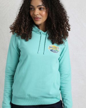 Turquoise WEIRD FISH Kira Graphic Pop Over Hoody