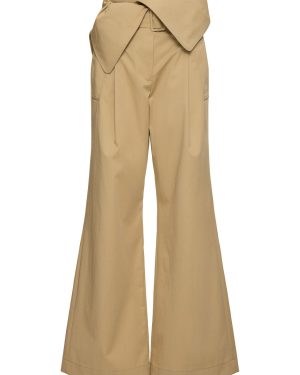 Twill Fold-over Flared Trench Pants