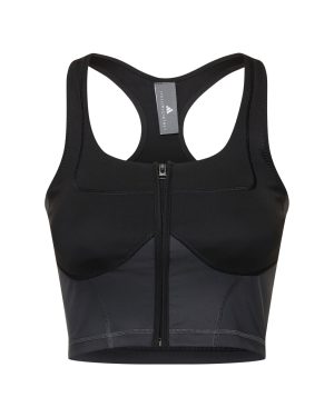 Two-tone Zipped Crop Tank Top