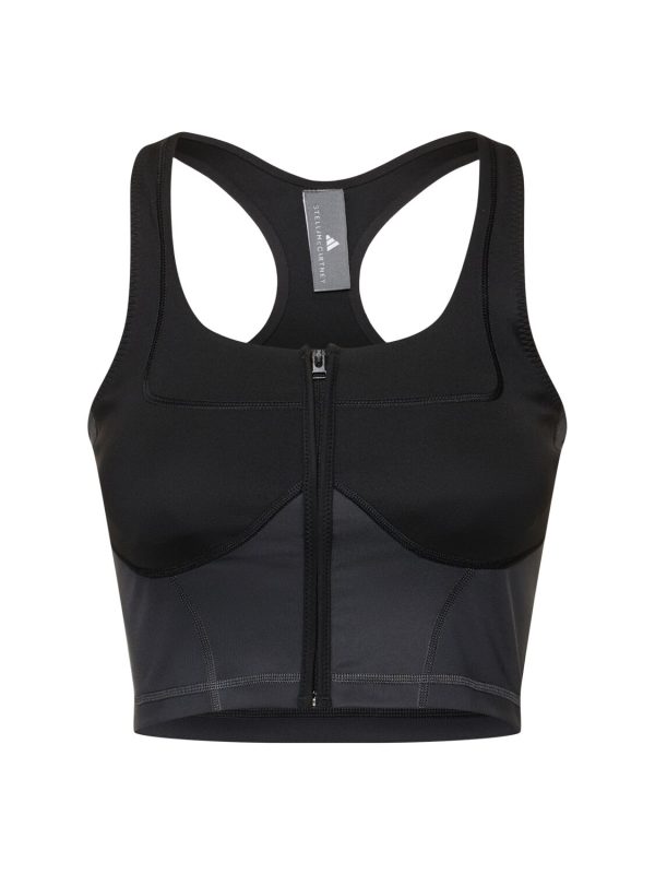 Two-tone Zipped Crop Tank Top