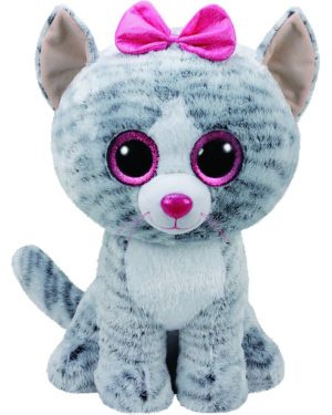 Ty 36838 Kiki Cat Plush Toy with Glitter Eye Glubschi's Beanie Boo's, 42 cm, Grey