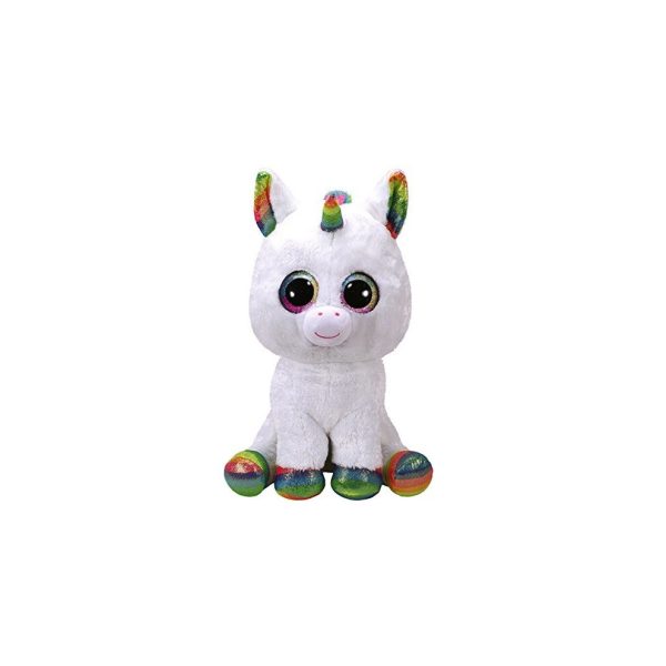 Ty 36859 Pixy, Unicorn with Glitter Eyes Glub Push's, Beanie Boo's, White/Multicoloured, 42 cm