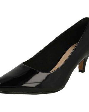 (UK 3, Black) Ladies Clarks Pointed Toe Court Shoes Linvale Jerica - E Fit