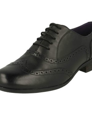 (UK 4.5, Black) Ladies Clarks Brogues Hamble Oak - E Fit