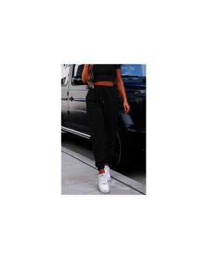 (UK Size = 12, Black) Women Joggers Tracksuit Bottoms Pockets Cuffed Lounge Sports Jogging Pants S-XL