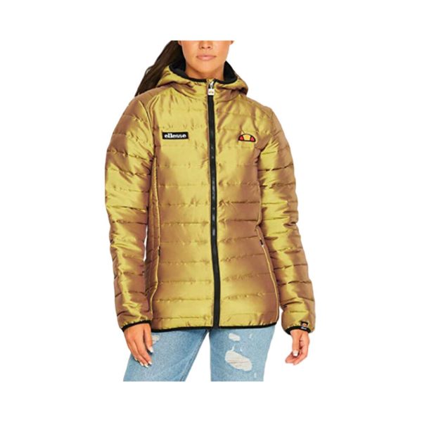 (UK10/US6/EU38) ELLESSE LEXUS SGY05671 Womens Puffer Jacket Quilted Hooded Padded Coat Gold