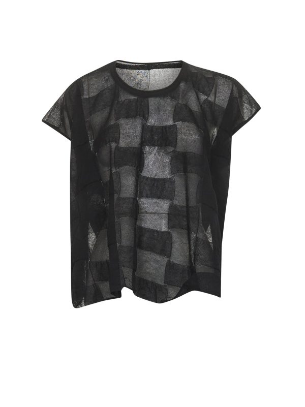 UMA WANG | Black textured knit top | Women | S