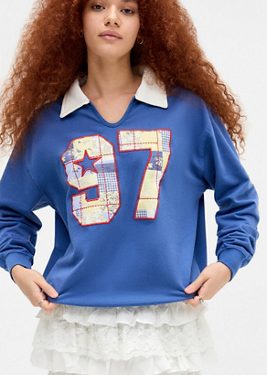 UO Captain Pullover Sweatshirt - Navy XS at Urban Outfitters