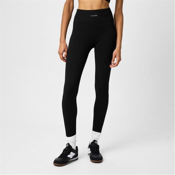 USA Pro Ribbed Leggings Womens - Black