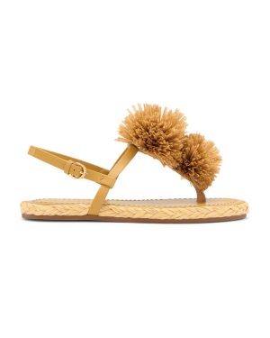 Ulla Johnson - Ingrid Pom Pom Leather Espadrilles - Yellow - IT 35 - Moda Operandi