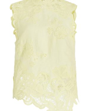 Ulla Johnson - Marlis Embroidered Linen Tank Top - Lime Green - US 6 - Moda Operandi