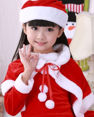 Unisex Christmas Cape Red Polyester Fiber Cloak Hat Color Block Christmas Holidays Costumes