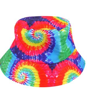 Unisex Festival Pride Reversable Rainbow Tie Dye Bucket Hat Summer