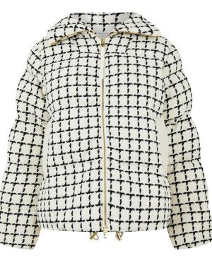 VARLEY Eugene Check Short Puffer Jacket - White