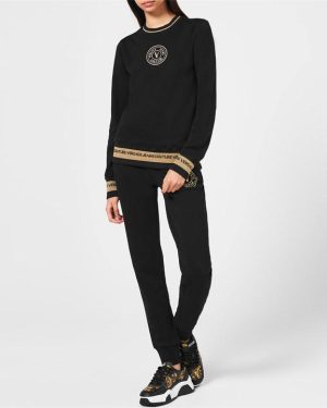 VERSACE JEANS COUTURE Round Logo Joggers - Black