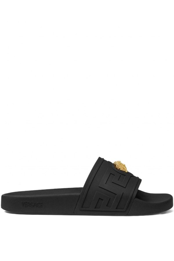 VERSACE MEDUSA SLIDERS Size: 44, colour: BLACK